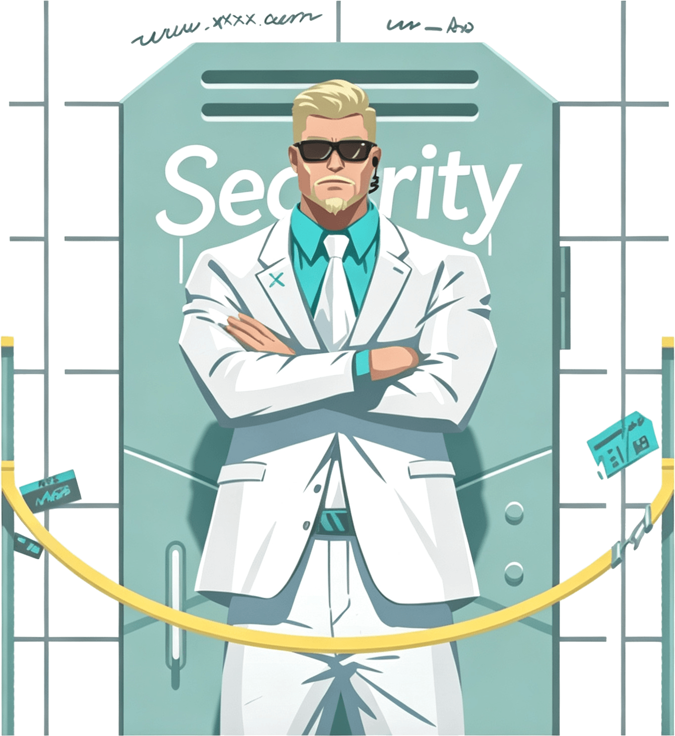 A security guard protecting a secure entrance
